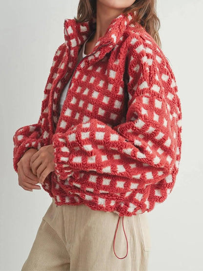 Lamb Wool Plaid Fashion Casual Loose Coat