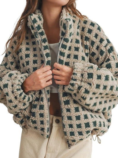 Lamb Wool Plaid Fashion Casual Loose Coat