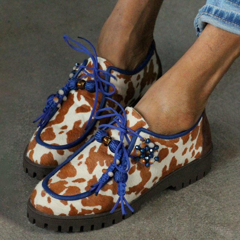 Faux Fur Beaded Round-toe Loafers