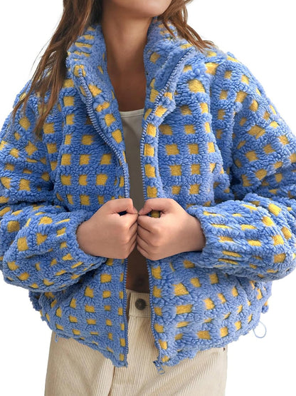 Lamb Wool Plaid Fashion Casual Loose Coat