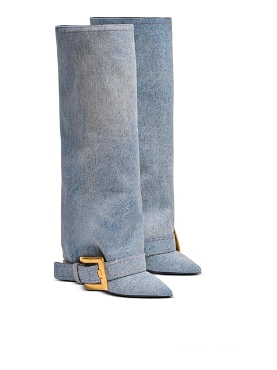 Denim Adjustable Buckle Pumps