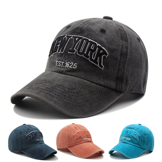 embroidered washed baseball cap
