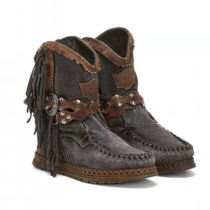 Women's Boho Style Fringed Booties