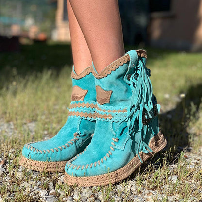 Women's Boho Style Fringed Booties