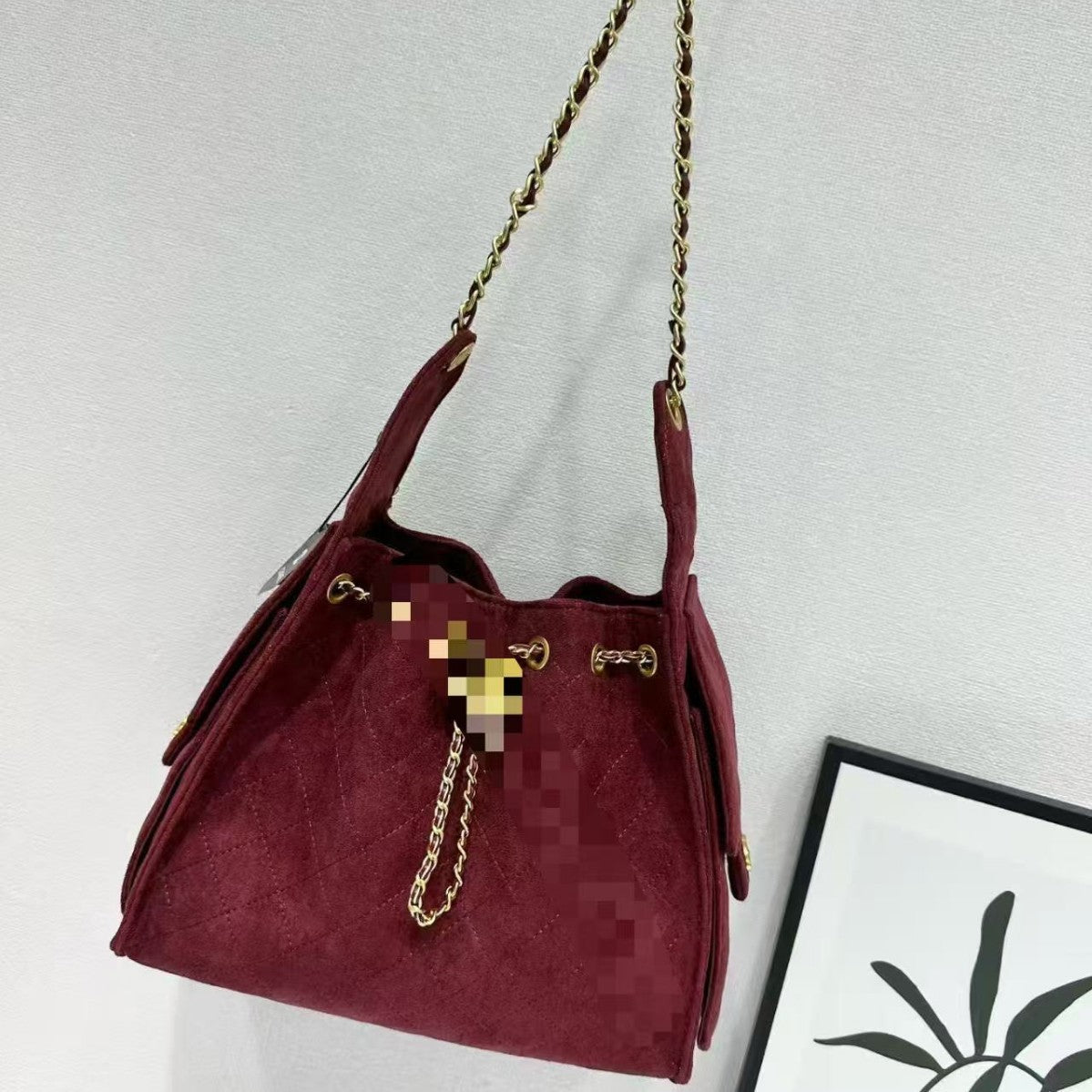 Suede Quilted Hobo Bag