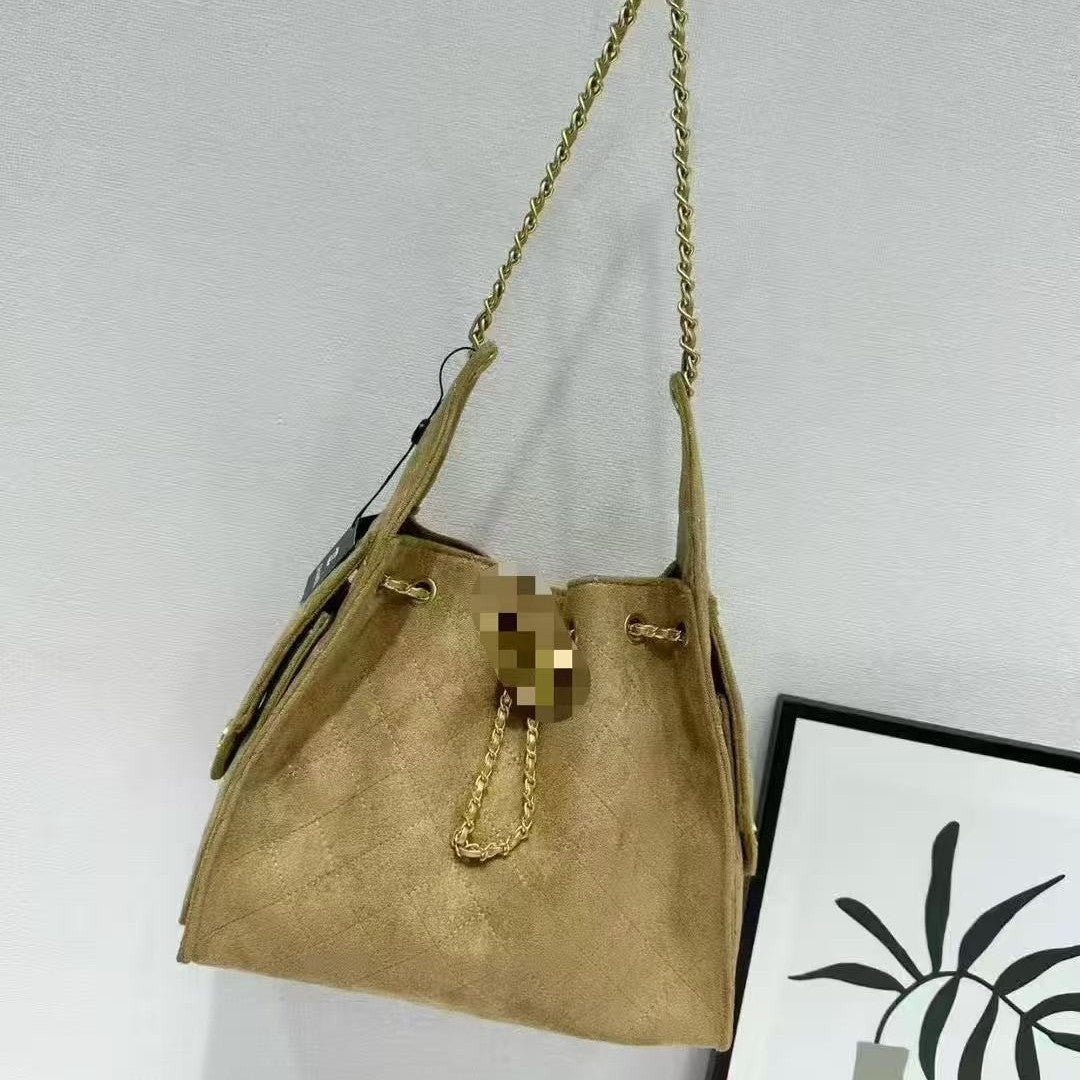 Suede Quilted Hobo Bag