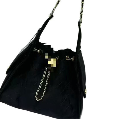 Suede Quilted Hobo Bag