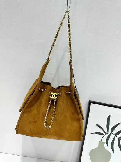 Suede Quilted Hobo Bag