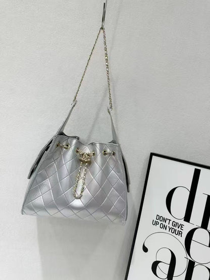 Suede Quilted Hobo Bag