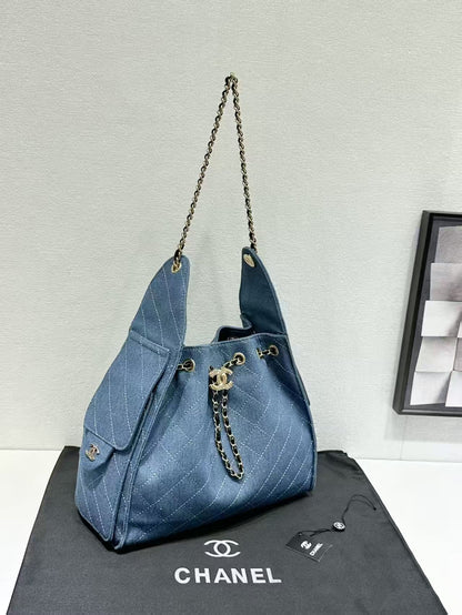 Suede Quilted Hobo Bag