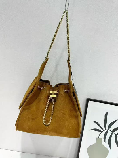 Suede Quilted Hobo Bag