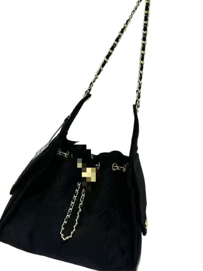 Suede Quilted Hobo Bag