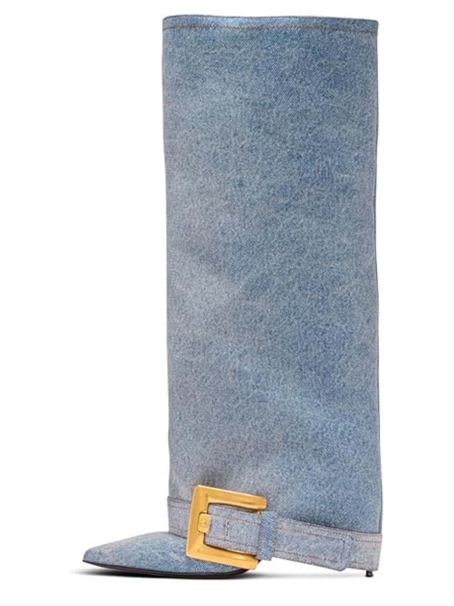 Denim Adjustable Buckle Pumps