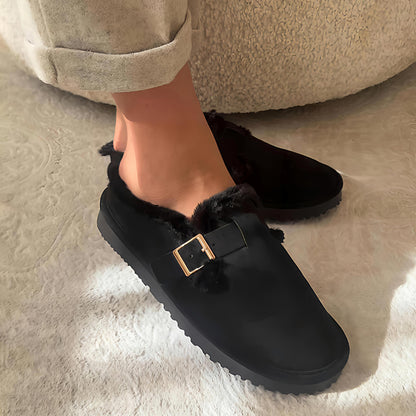 Round Toe Fleece-Lined Flat Bean Shoes