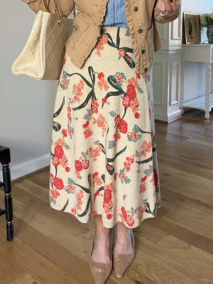 Floral Print Knitted Two Pieces Dress