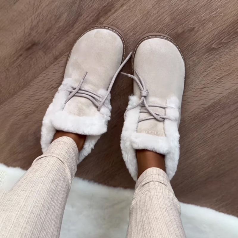 Fleece-lined Round-toe Winter Boots Flats