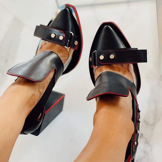 Pointed-toe Chunky Heel Shaped Heels