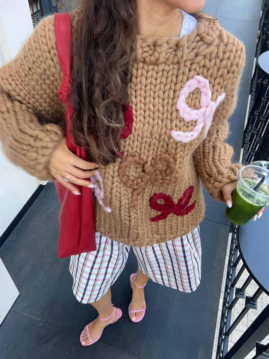 Large Bows Chunky Knit Sweater