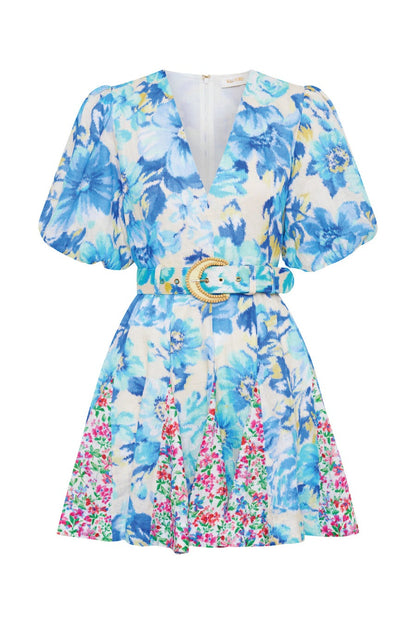 Short Puff Sleeves Mini Dress
