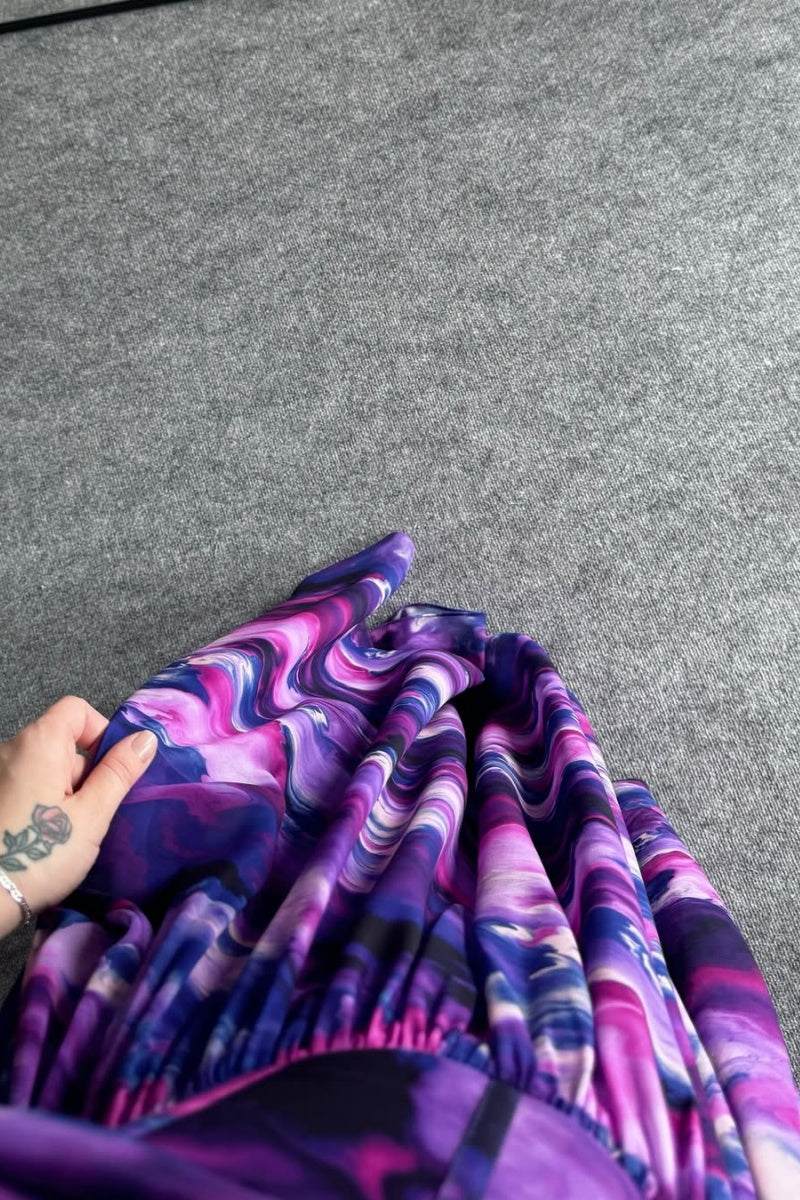 Purple Floral Slit Maxi Dress