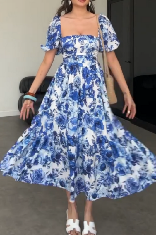 Blue And White Floral Maxi Dress