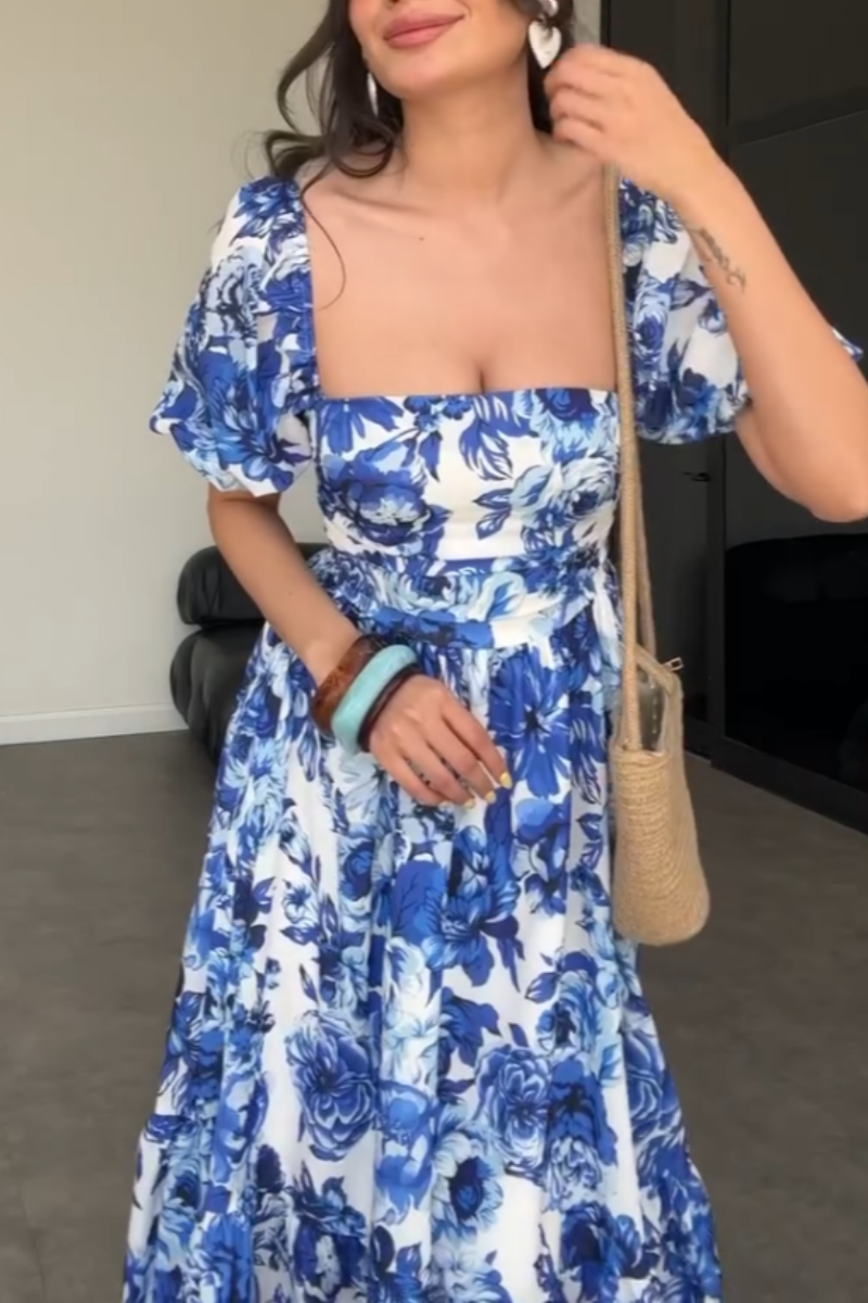Blue And White Floral Maxi Dress