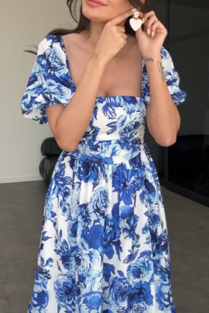 Blue And White Floral Maxi Dress