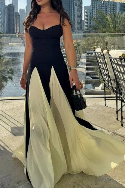 Elegant Two-Tone Maxi Dress