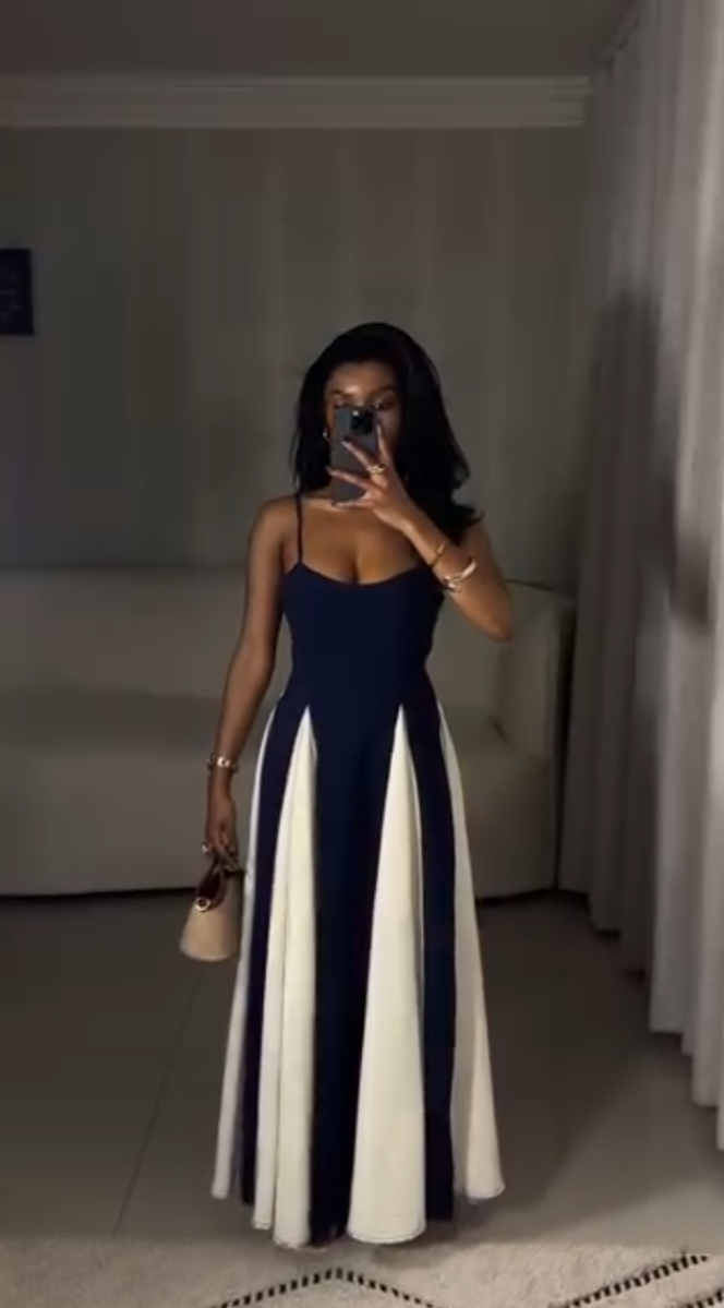 Elegant Two-Tone Maxi Dress
