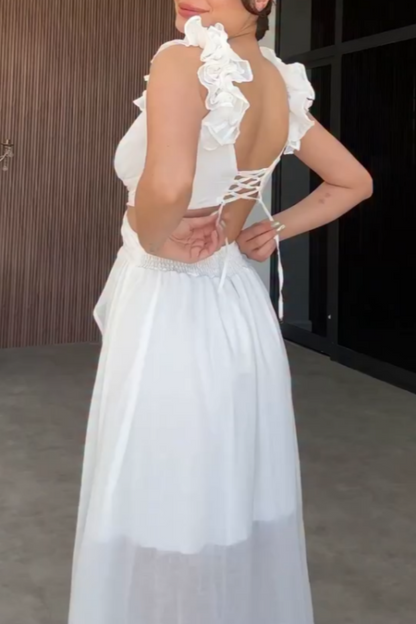 Elegant White Flowing Maxi Dress