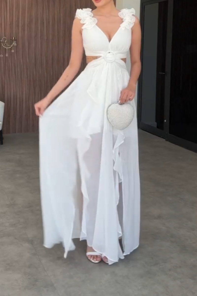 Elegant White Flowing Maxi Dress