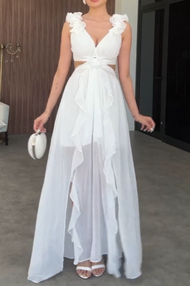 Elegant White Flowing Maxi Dress