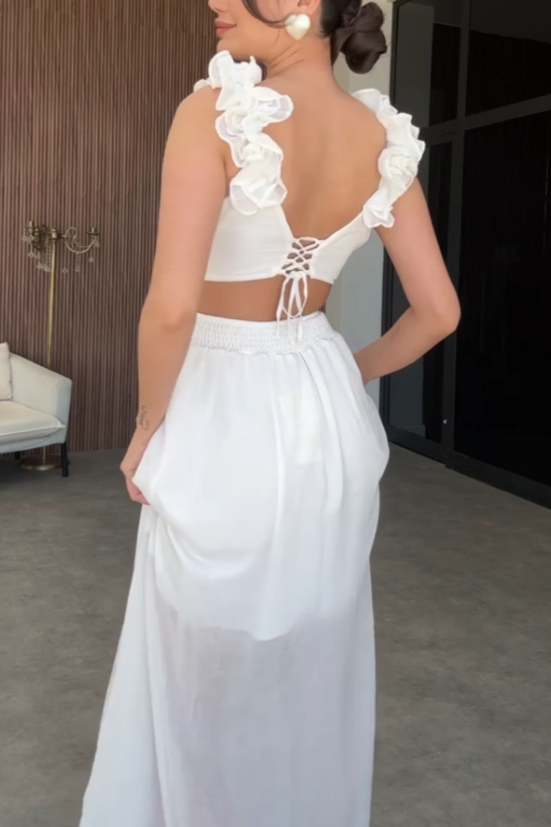 Elegant White Flowing Maxi Dress
