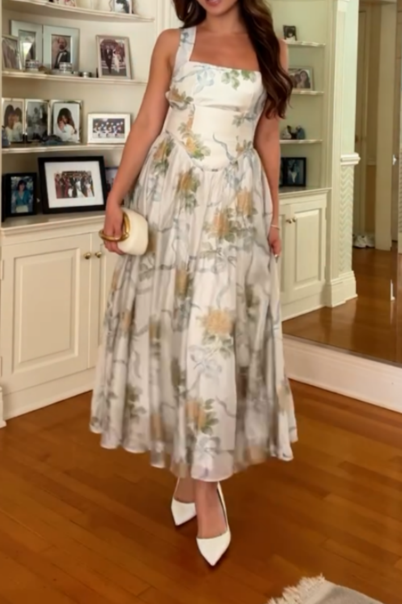 Floral Print Sleeveless Maxi Dress