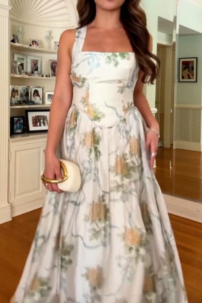 Floral Print Sleeveless Maxi Dress