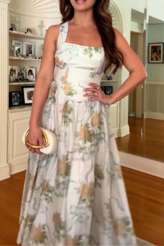 Floral Print Sleeveless Maxi Dress