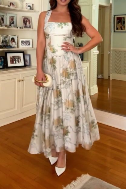 Floral Print Sleeveless Maxi Dress