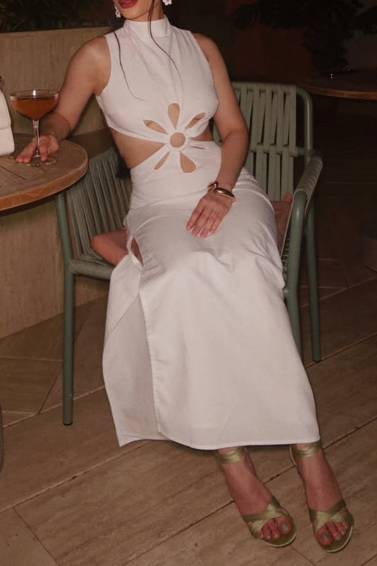 White Cut-Out Maxi Dress