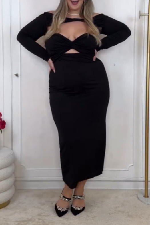 Elegant Long Black Off-shoulder Dress