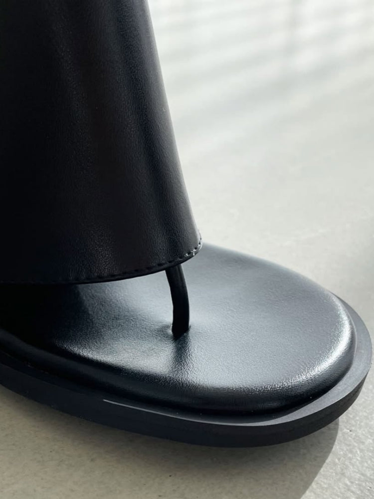 Black Open-Toe Flat Sandals