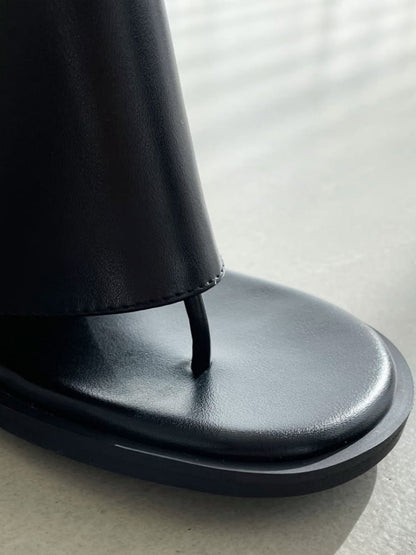 Black Open-Toe Flat Sandals