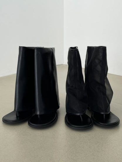 Black Open-Toe Flat Sandals