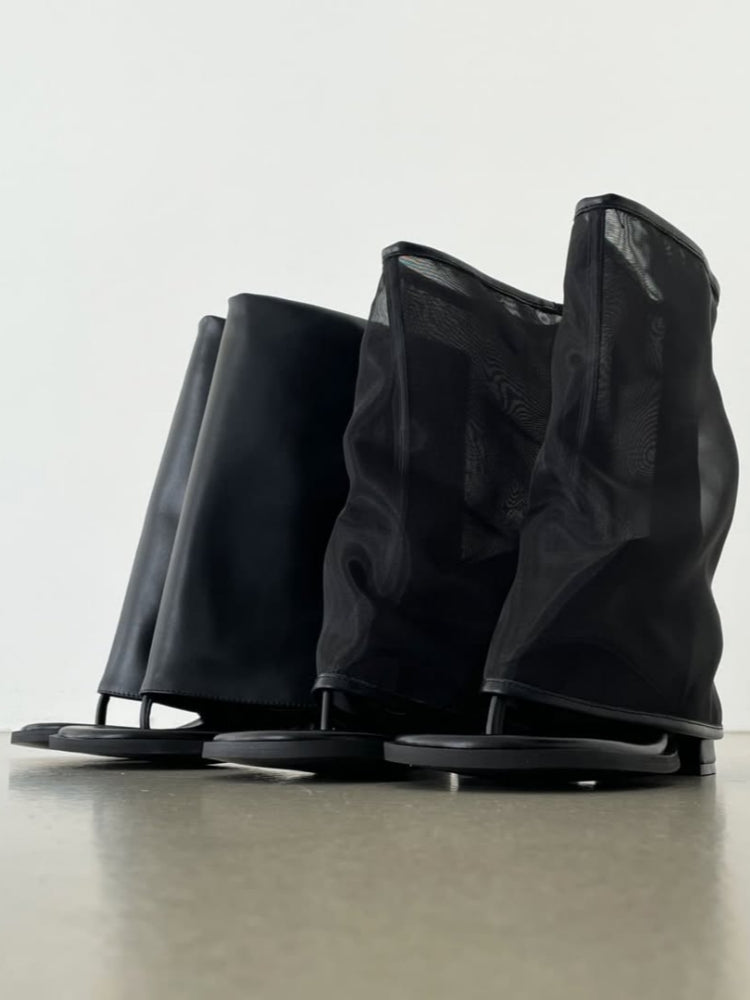 Black Open-Toe Flat Sandals