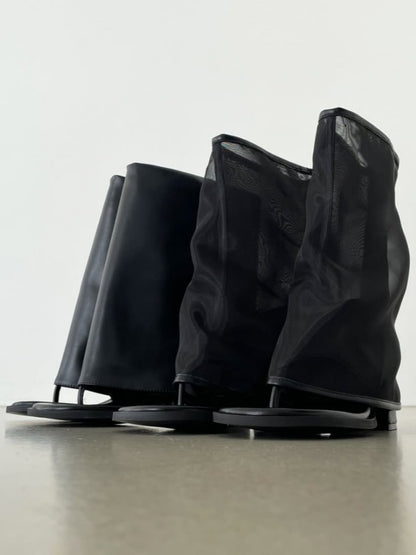 Black Open-Toe Flat Sandals