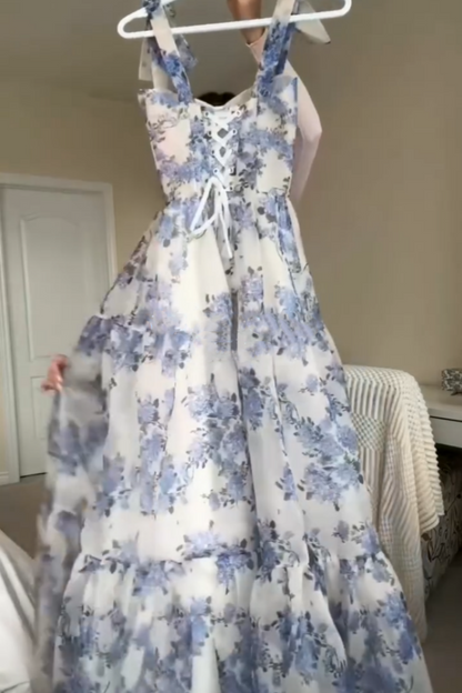 Floral Print Ball Gown Maxi Dress