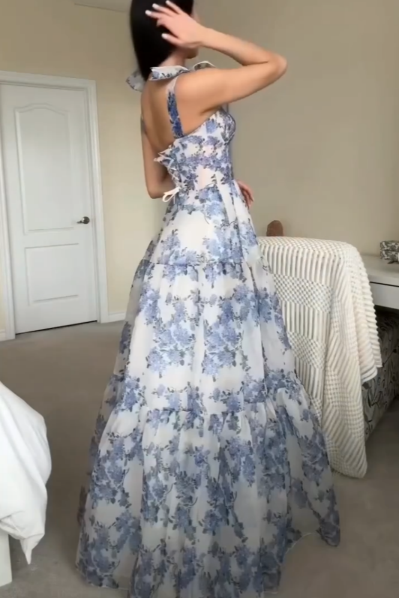 Floral Print Ball Gown Maxi Dress