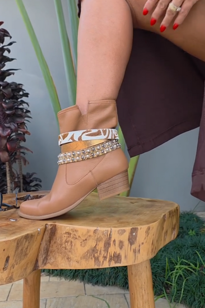 Beige Leather Ankle Boots