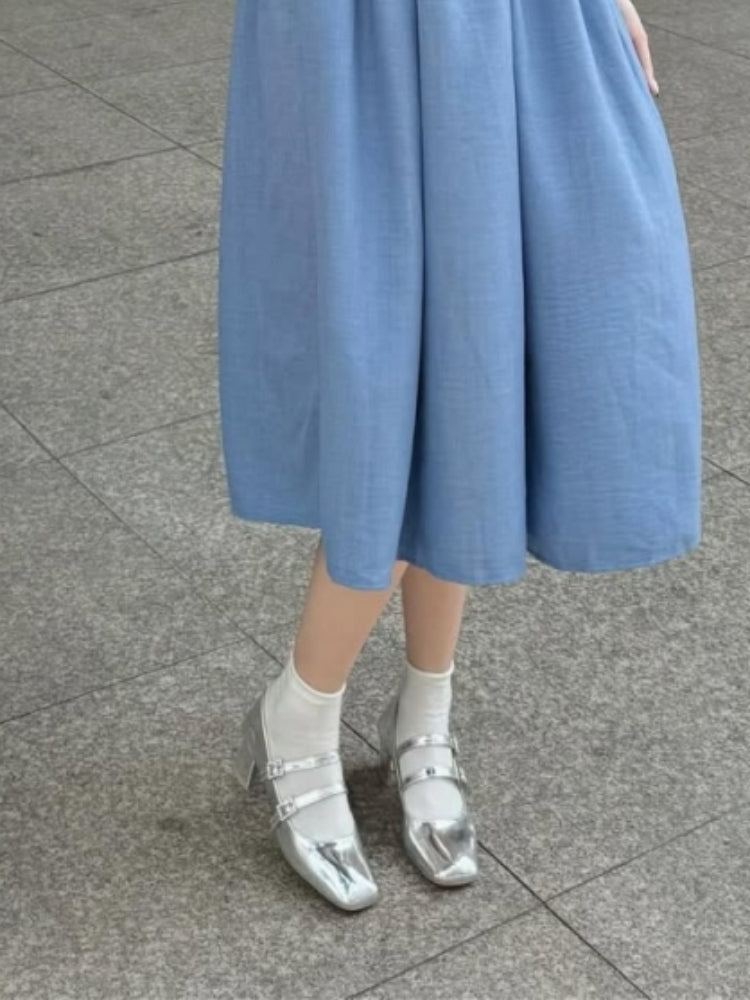 Silver Metallic Mary Jane Shoes
