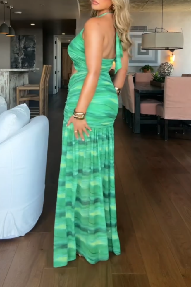 Green Striped Two-Piece Set