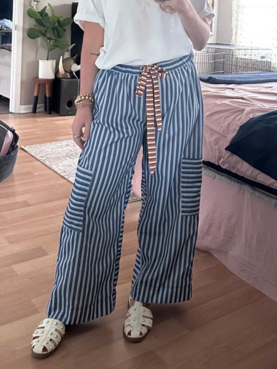 Drawstring Striped Pants